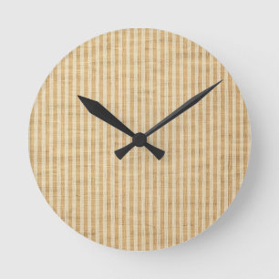 Horloge Ronde Motif de tissu filé à rayures jaunes pâles