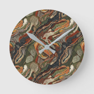 Horloge Ronde Motif de tourbillon de tons de terre abstraits