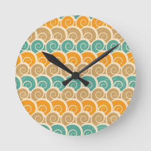Horloge Ronde Motif de vagues d'aquarelle