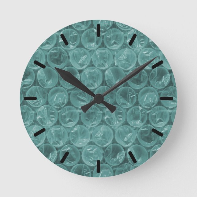 Horloge Ronde Motif d'enveloppement de bulle turquoise (Recto)
