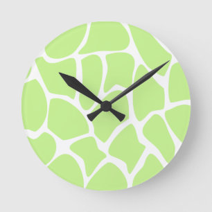 Horloge Ronde Motif d'impression de girafe en vert de chaux