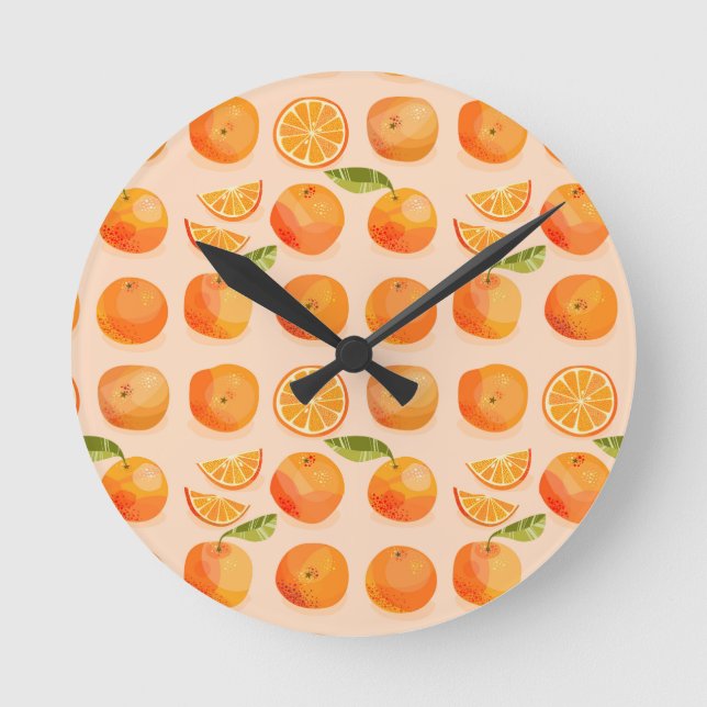Horloge Ronde Motif d'oranges d'agrumes (Recto)