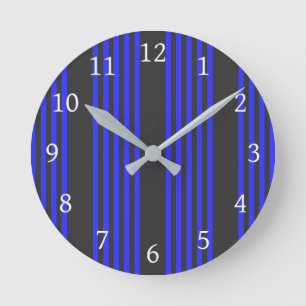 Horloge Ronde Motif électrique bleu et charbon cinq bandes