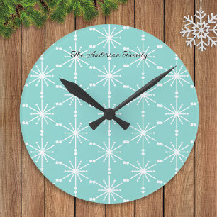 Horloge Ronde Motif élégant de flocon de neige personnalisé mode