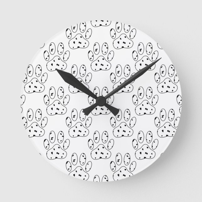 Horloge Ronde Motif Empreinte de patte dalmate (Recto)