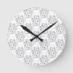 Horloge Ronde Motif Empreinte de patte dalmate