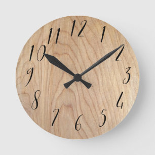 Horloge Ronde Motif en bois non fini Rustique moderne imprimé