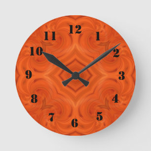 Horloge Ronde Motif en bois orange moderne