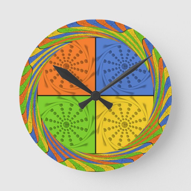 Horloge Ronde Motif en tissu égyptien sans couture (Recto)