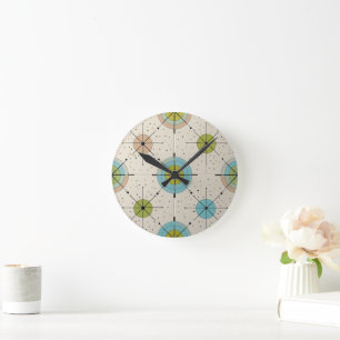 Horloge Ronde Motif étoile éclatée moderne du milieu du siècle