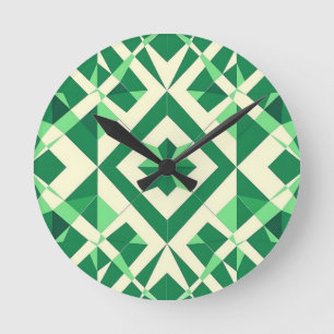 Horloge Ronde Motif étoile géométrique vert émeraude