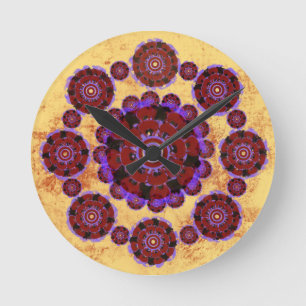 Horloge Ronde Motif fleuri mandala