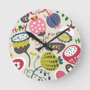 Horloge Ronde Motif floral