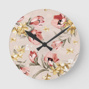 Horloge Ronde Motif floral 3 d'élégance abstraite