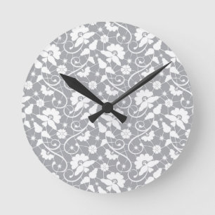 Horloge Ronde Motif floral de dentelle