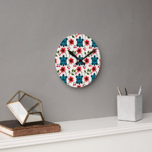 Horloge Ronde Motif floral de tortue mignonne