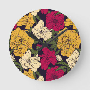 Horloge Ronde Motif floral élégant