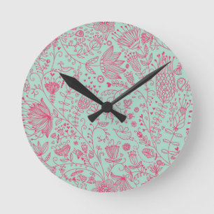 Horloge Ronde Motif floral mignon d'été