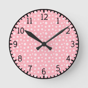 Horloge Ronde Motif floral rose