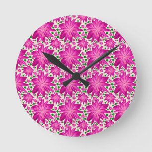 Horloge Ronde Motif floral rose vif sans couture