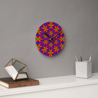 Horloge Ronde Motif Floral Rouge mou