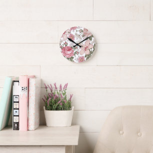 Horloge Ronde Motif floral vintage avec roses