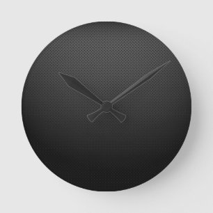 Horloge Ronde Motif FONCTIONNÉ EN CARBONE NOIR