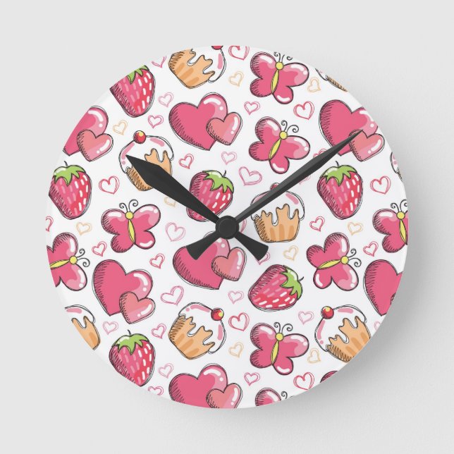 Horloge Ronde motif gastronomique romantique (Recto)