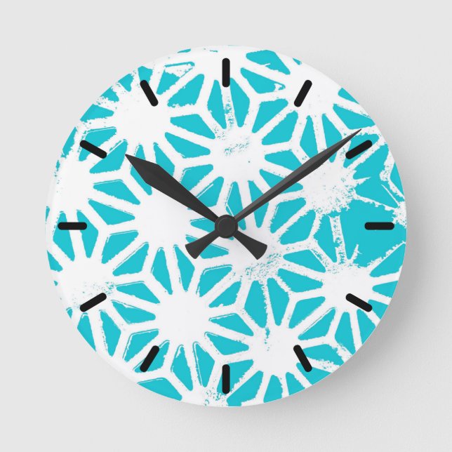 Horloge Ronde Motif géométrique Aqua (Recto)