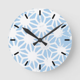 Horloge Ronde Motif géométrique bleu pâle
