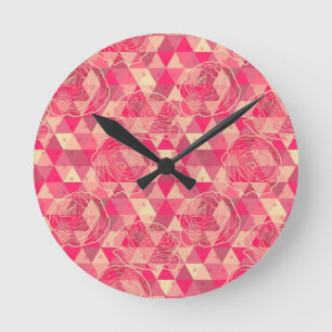 Horloge Ronde motif géométrique de fleurs