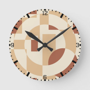 Horloge Ronde Motif géométrique en terre cuite sans couture