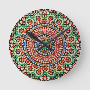 Horloge Ronde Motif Géométrique Marocain