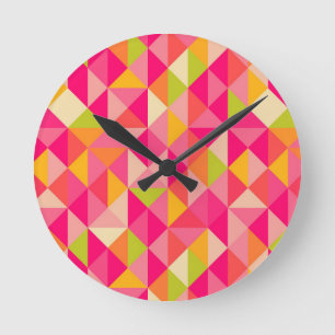 Horloge Ronde Motif géométrique triangles