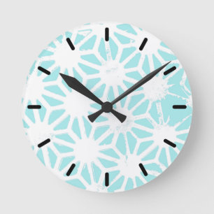 Horloge Ronde Motif géométrique turquoise