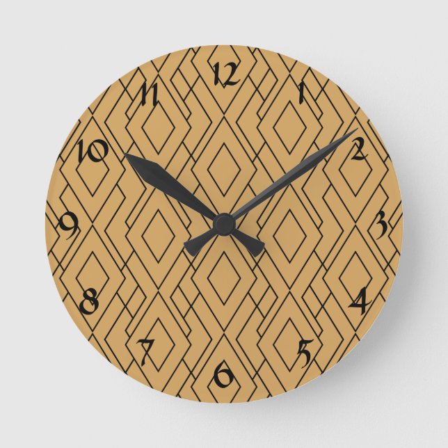 Horloge Ronde Motif Gold et Black Art Déco (Recto)
