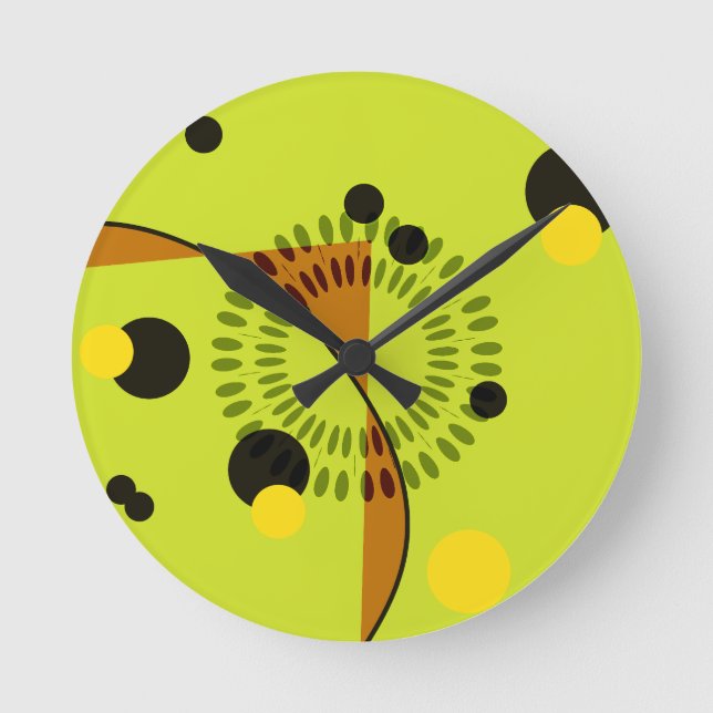 Horloge Ronde Motif Hip Green et Black Geometry Circles (Recto)