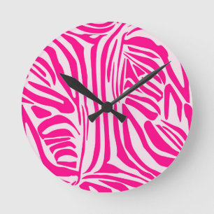 Horloge Ronde Motif imprimé zèbre rose