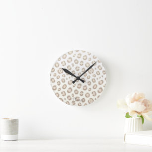 Horloge Ronde Motif Luxe Animal Doux   Impression Élégante d'Ani