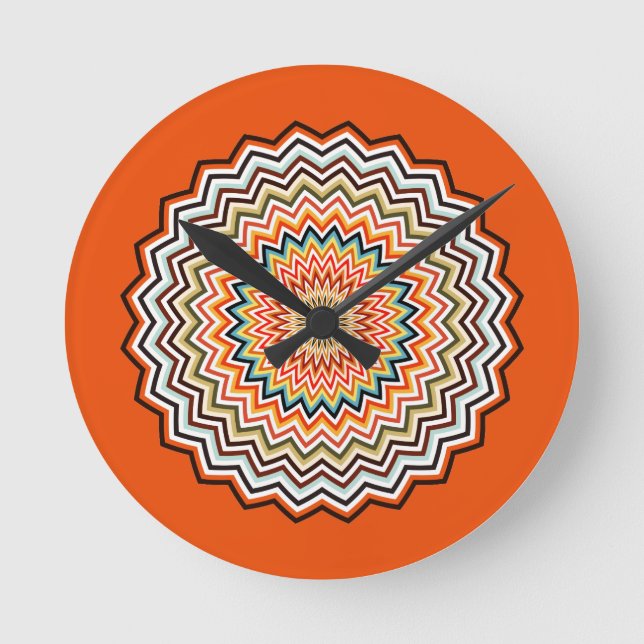 Horloge Ronde Motif Mandala Zigzag (Recto)