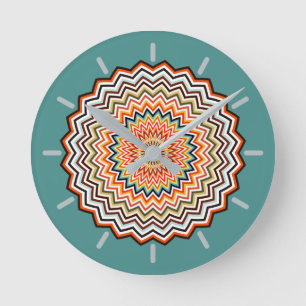Horloge Ronde Motif Mandala Zigzag