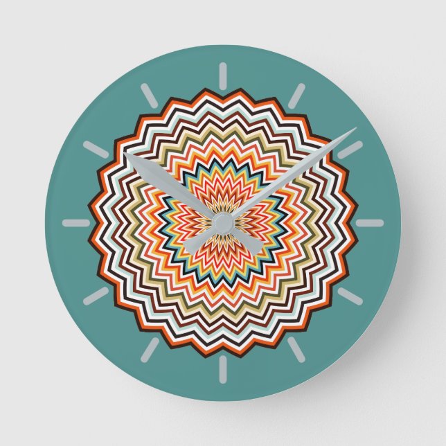 Horloge Ronde Motif Mandala Zigzag (Recto)