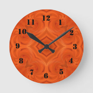 Horloge Ronde Motif moderne en bois orange