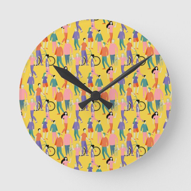 Horloge Ronde Motif Out and About People (Recto)