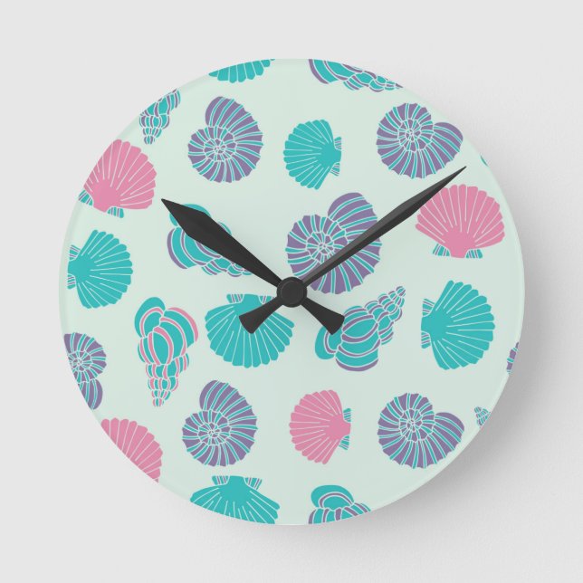 Horloge Ronde Motif Pastel Seashell 1 (Recto)