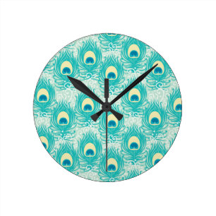 Horloge Ronde Motif Peacock plumes