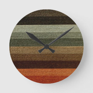 Horloge Ronde Motif rayé d'automne chaud vintage, tons de la