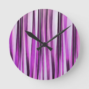 Horloge Ronde Motif rayé lavande, iris et raisin