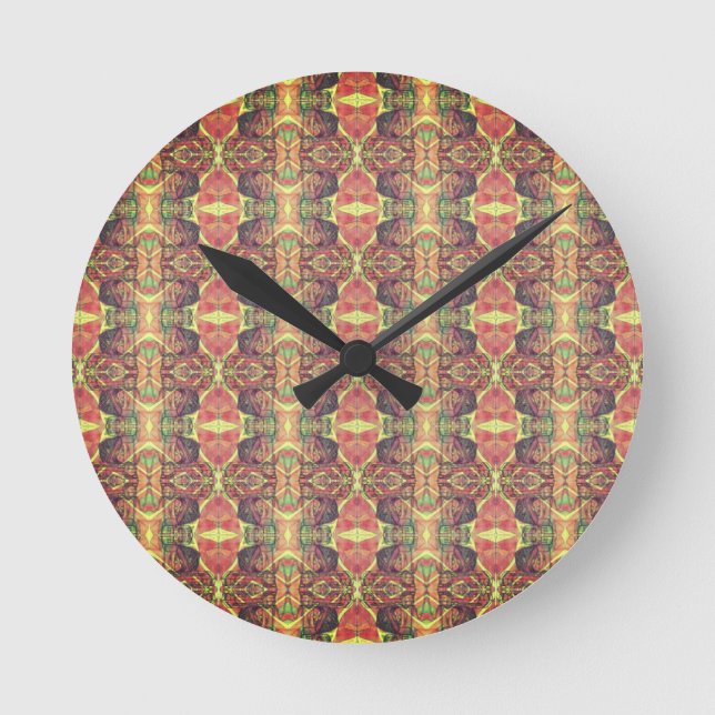Horloge Ronde Motif rouge et jaune (Recto)