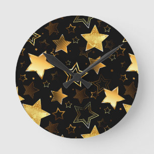 Horloge Ronde Motif sans couture avec étoiles d'or